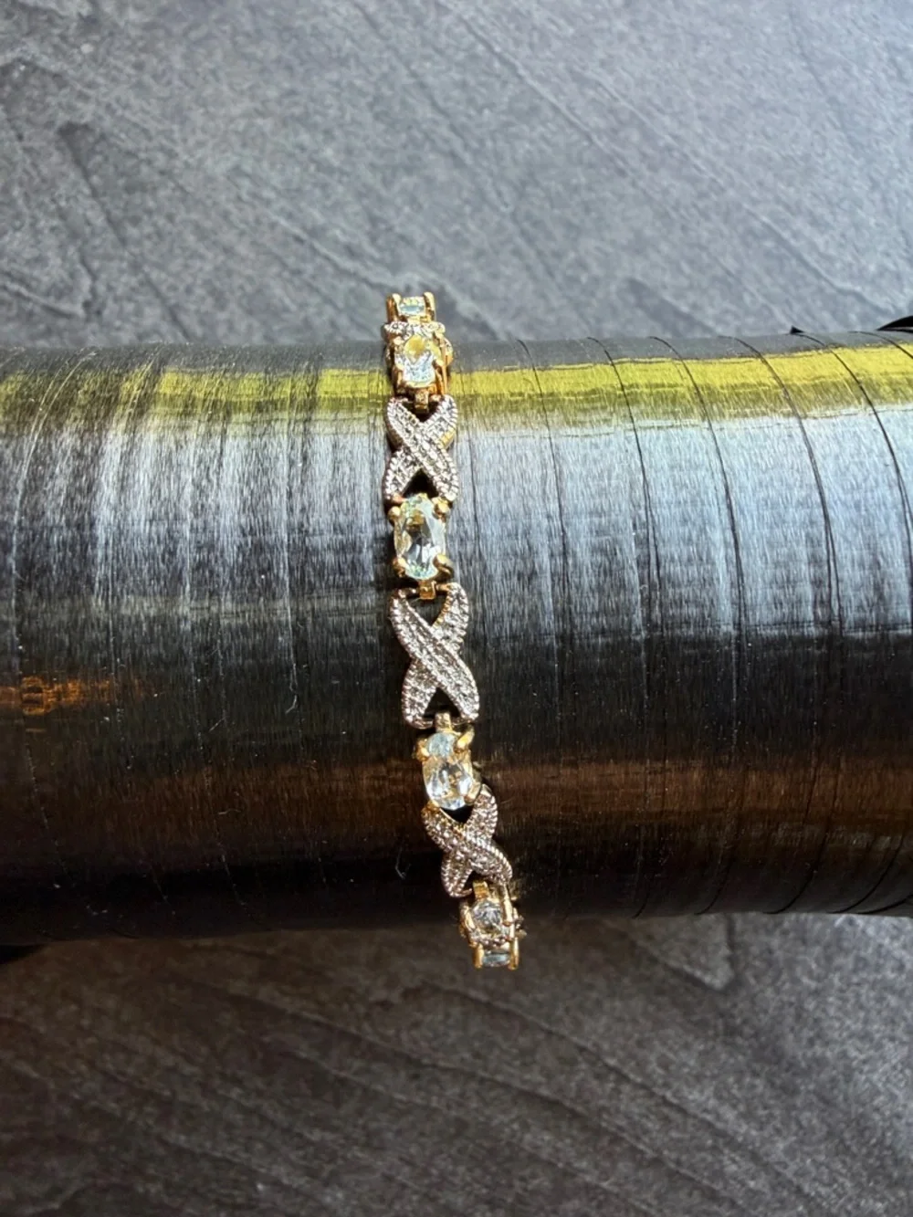 925 Gold Crystal X-Link Bracelet - Women Jewelry Bracelets